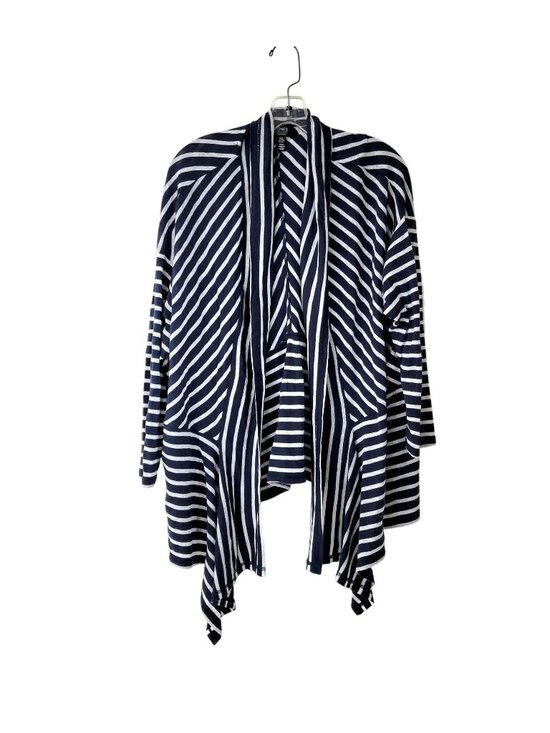Jones New York Sweaters - Jones New York Blue and White Striped Open Front Cardigan